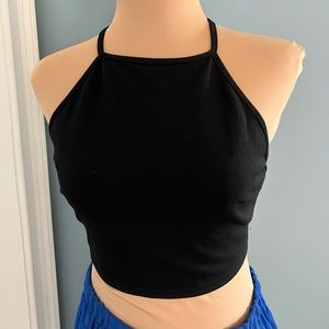 New Black Strappy Crop Top. Size M.
